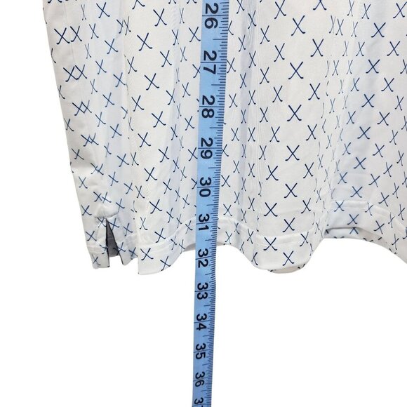 Maelreg Mens Performance Polo Shirt 2XL White & Blue Cross Pattern - Picture 6 of 8